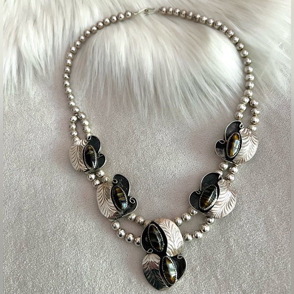 Artisan Handmade Large tigers eye necklace Made in Mexico - Picture 9 of 9